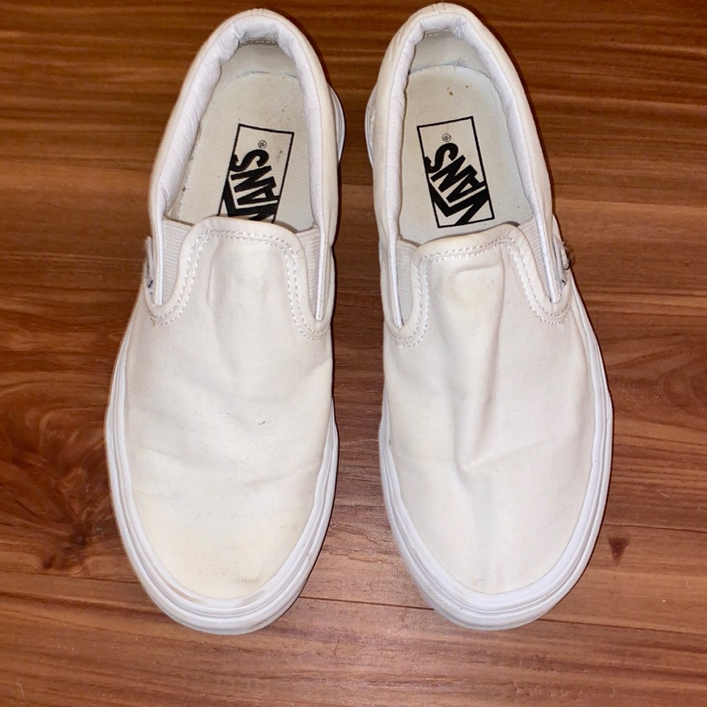 White Slip On Vans
